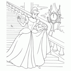 Dibujo para colorear Cenicienta y las 12 campanadas de medianoche