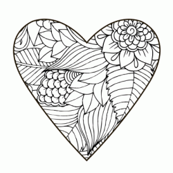 Dibujo para colorear Coraz&oacute;n y flores