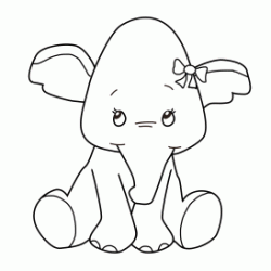 Dibujo para colorear Elefantito con lazo