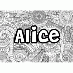 Dibujo para colorear Mandala nombre de pila - Alicia