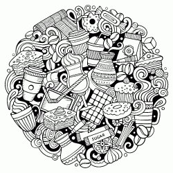 Dibujo para colorear Mandala Gourmet