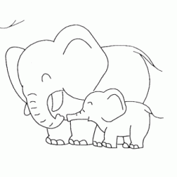 Dibujo para colorear Madre elefante y su beb&eacute;