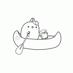 Dibujo para colorear Molang en su kayak