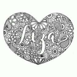 Dibujo para colorear Dibujo para colorear corazón con nombre - Liza