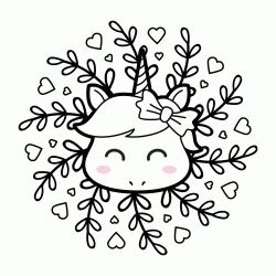 Dibujo para colorear Mandala Unicornio