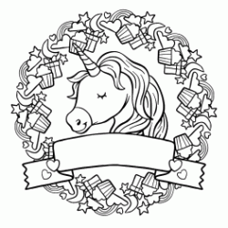 Dibujo para colorear Unicornio y pastelitos