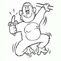 Dibujo para colorear Mono con un pl&aacute;tano