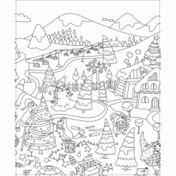Dibujo para colorear Pueblo navideño