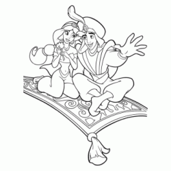Dibujo para colorear Jazmin y aladino