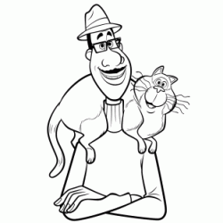 Dibujo para colorear Joe Gardner y su gato