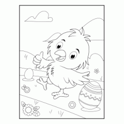 Dibujo para colorear Pollito con su huevo de Pascua