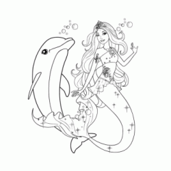 Dibujo para colorear Barbie y el delf&iacute;n