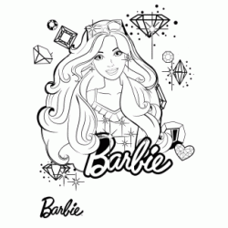 Dibujo para colorear Barbie con purpurina