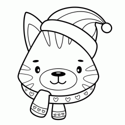 Dibujo para colorear Gato navide&ntilde;o para colorear.