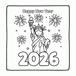 Dibujo para colorear Feliz a&ntilde;o nuevo 2026
