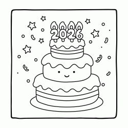 Dibujo para colorear Feliz a&ntilde;o nuevo 2026