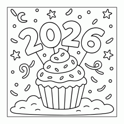 Dibujo para colorear Feliz a&ntilde;o nuevo 2026