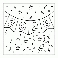 Dibujo para colorear Feliz a&ntilde;o nuevo 2026