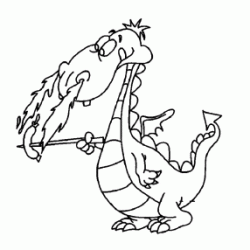 Dibujo para colorear Drag&oacute;n cocinando una salchicha