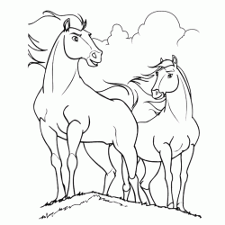 Dibujo para colorear Caballos en el viento