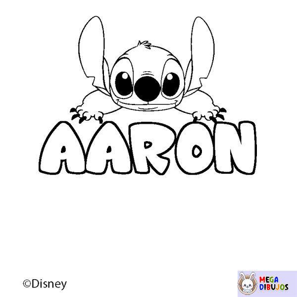 Coloración del nombre AARON - decorado Stitch