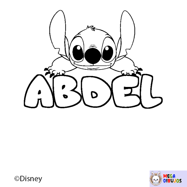 Coloración del nombre ABDEL - decorado Stitch