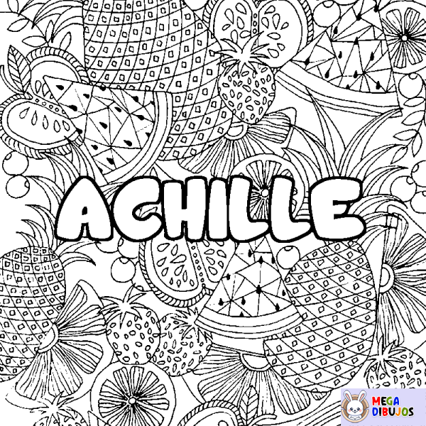 Coloración del nombre ACHILLE - decorado mandala de frutas
