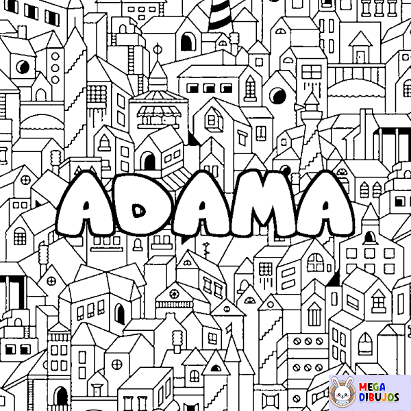 Coloración del nombre ADAMA - decorado ciudad