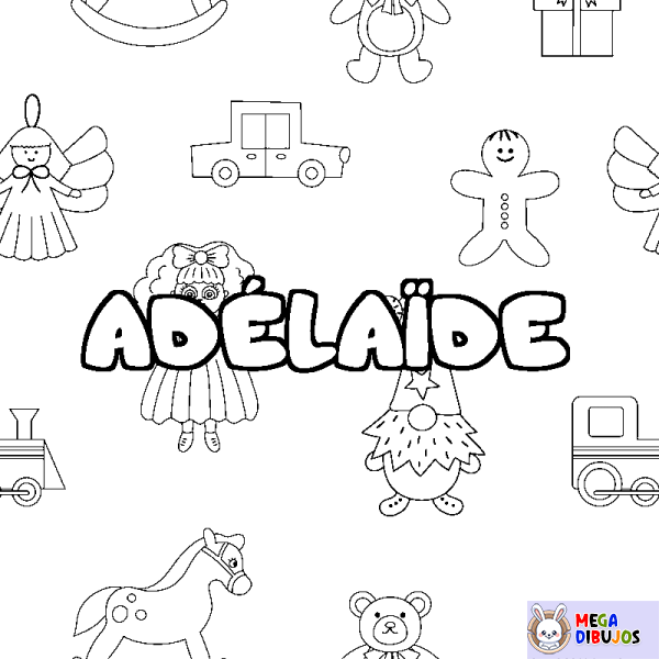 Coloración del nombre AD&Eacute;LA&Iuml;DE - decorado juguetes