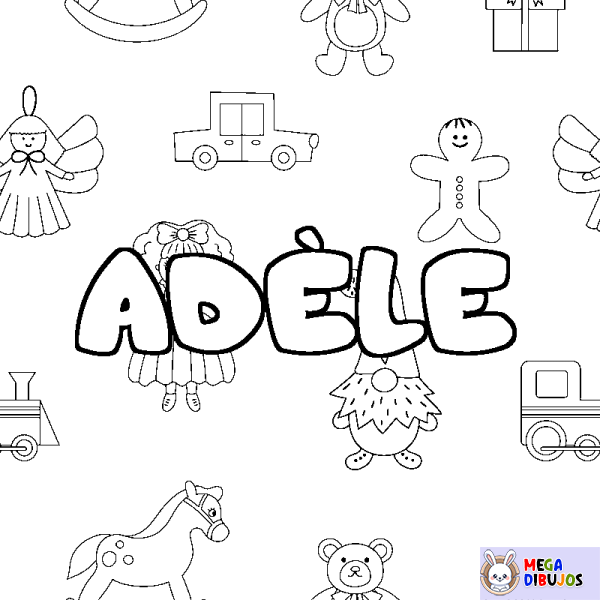 Coloración del nombre AD&Egrave;LE - decorado juguetes