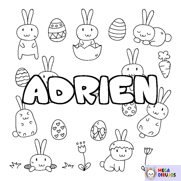 Coloración del nombre ADRIEN - decorado Pascua