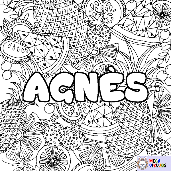 Coloración del nombre AGN&Egrave;S - decorado mandala de frutas