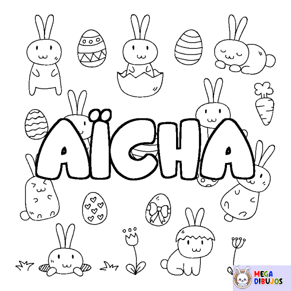 Coloración del nombre A&Iuml;CHA - decorado Pascua