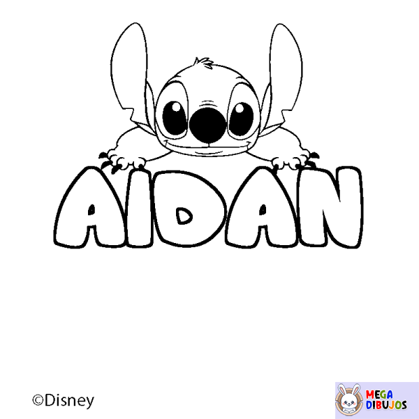 Coloración del nombre AIDAN - decorado Stitch