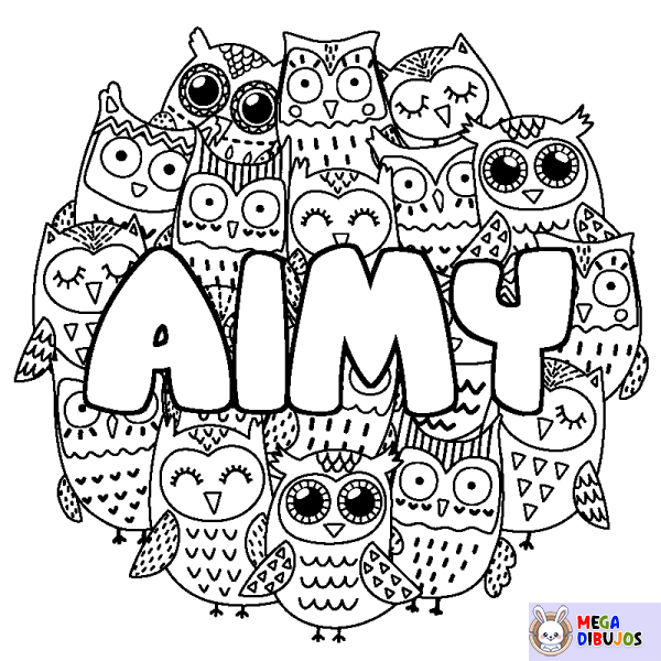 Coloración del nombre AIMY - decorado b&uacute;hos