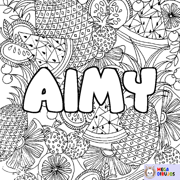 Coloración del nombre AIMY - decorado mandala de frutas