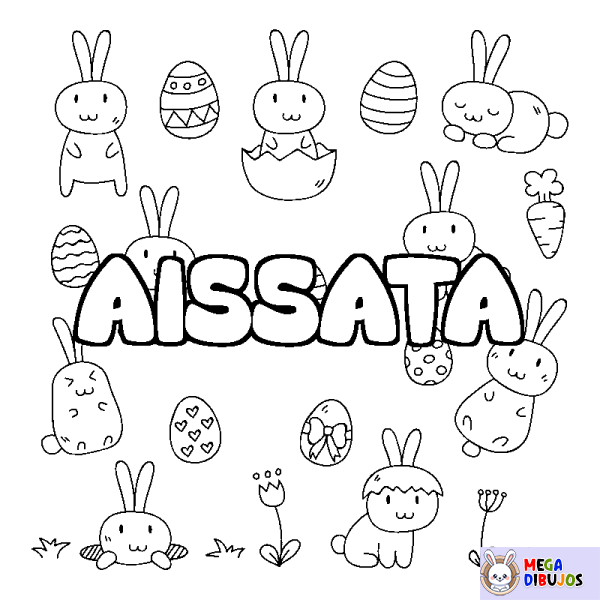 Coloración del nombre AISSATA - decorado Pascua