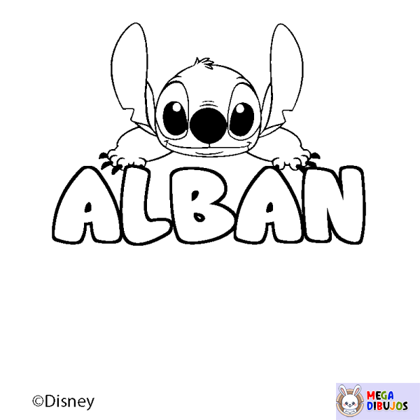 Coloración del nombre ALBAN - decorado Stitch