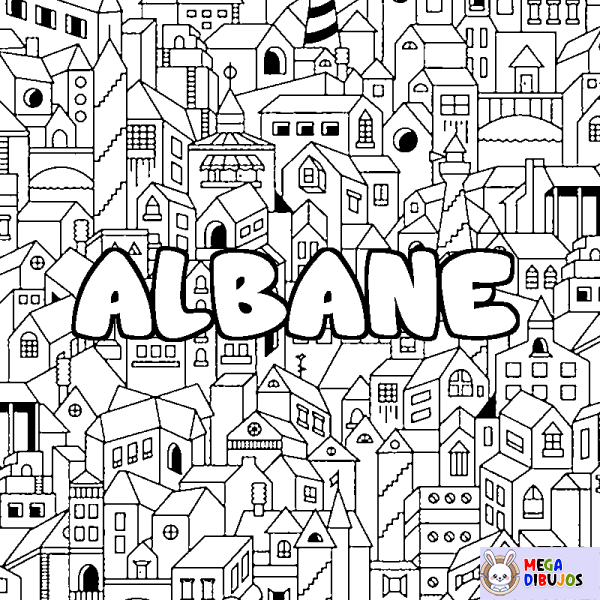 Coloración del nombre ALBANE - decorado ciudad