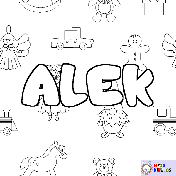 Coloración del nombre ALEK - decorado juguetes