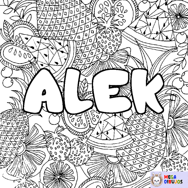 Coloración del nombre ALEK - decorado mandala de frutas