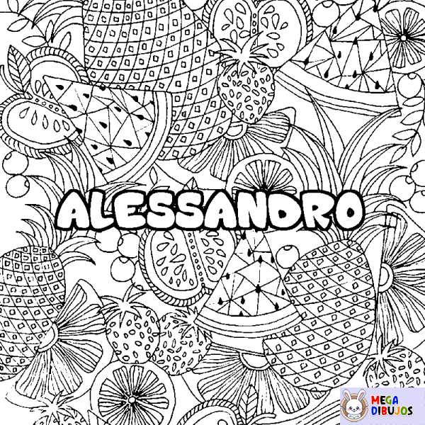 Coloración del nombre ALESSANDRO - decorado mandala de frutas