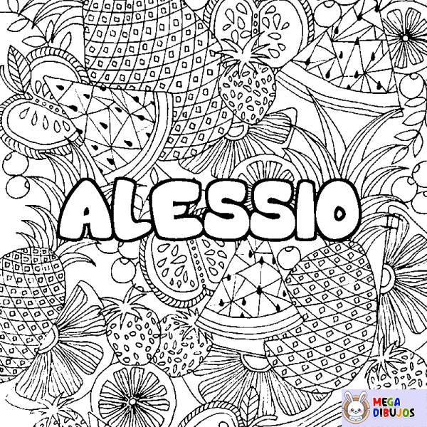 Coloración del nombre ALESSIO - decorado mandala de frutas