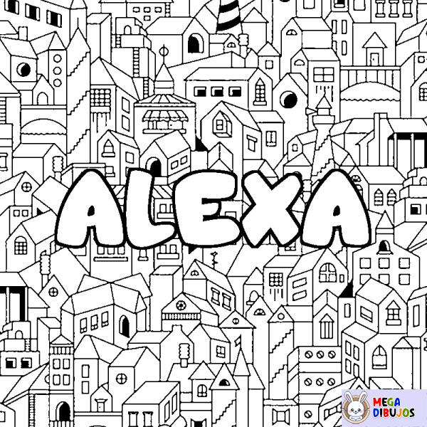 Coloración del nombre ALEXA - decorado ciudad