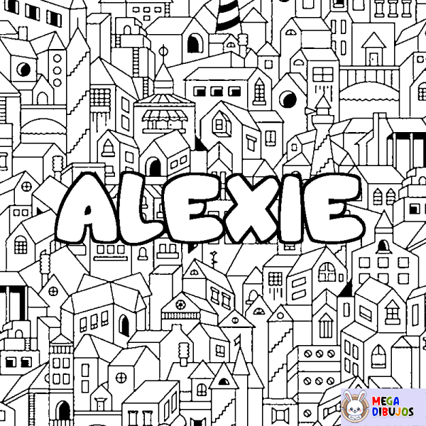Coloración del nombre ALEXIE - decorado ciudad