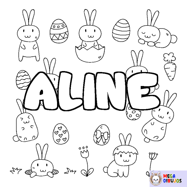 Coloración del nombre ALINE - decorado Pascua