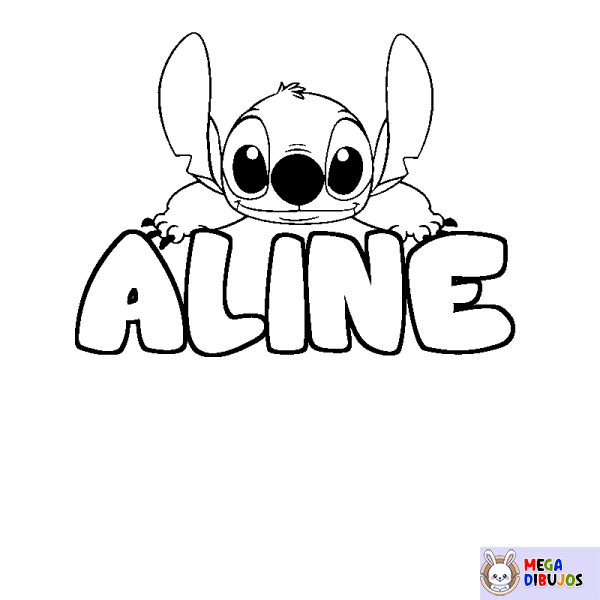 Coloración del nombre ALINE - decorado Stitch