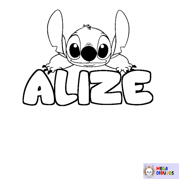 Coloración del nombre ALIZE - decorado Stitch