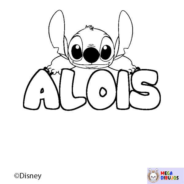 Coloración del nombre ALOIS - decorado Stitch