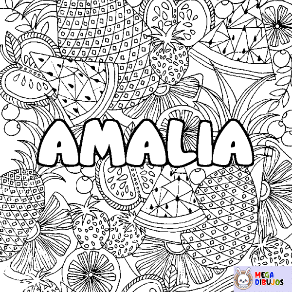 Coloración del nombre AMALIA - decorado mandala de frutas